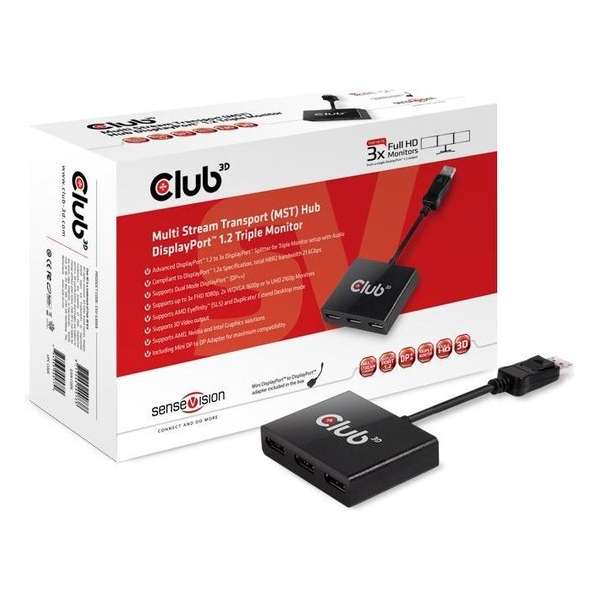 CLUB3D SenseVision MST Hub DisplayPort™ 1.2 Tripple Monitor