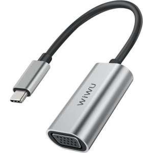 WIWU - USB-C naar VGA - Type C adapter - USB- C Hub - Aluminium - Grijs