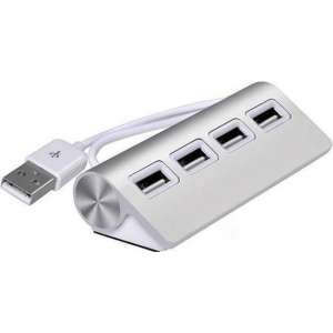 Casecentive Aluminium USB 2.0 hub 4 poorten - USB hub - zilver