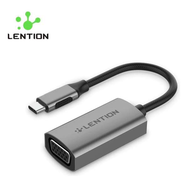 Lention - Premium USB-C Adapter (VGA) - USB-C Naar VGA - MacBook Pro/iPad /Mac Air/Surface Book 2/Go/Chromebook - CB-CU606V-GRY