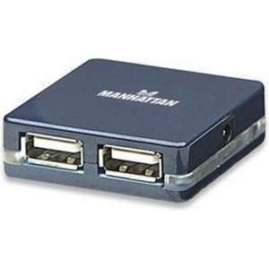 USB-HUB 4-Port Manhattan USB 2.0 Mirco Hub blauw