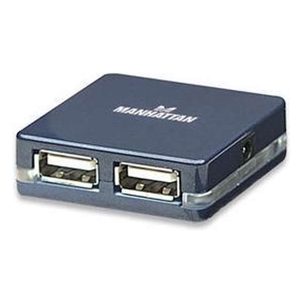 USB-HUB 4-Port Manhattan USB 2.0 Mirco Hub blauw