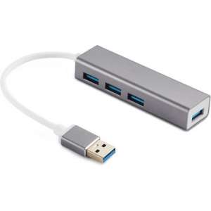 NÖRDIC USB-HUB, HUB 4-poorten USB 3.1, Aluminium, Space grey