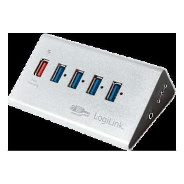 LOGILINK - usb hub - UA0227 - 5 Port Hub, USB 3.0 aktief, aluminium