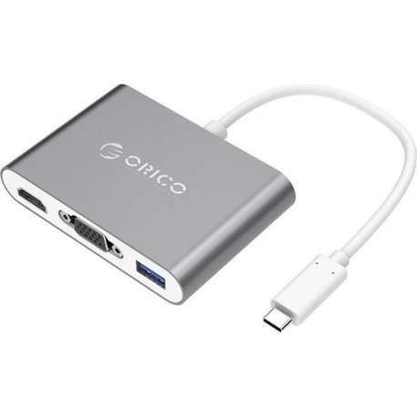 Orico USB-C Hub HDMI, VGA, USB, USB-C PD - Aluminium - Grijs