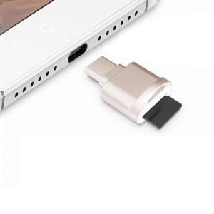 Micro SD (TF) naar USB-C (tpe-C) Geheugenkaart Lezer voor o.a. Macbook, Laptop| Goud / Gold | Premium kwaliteit