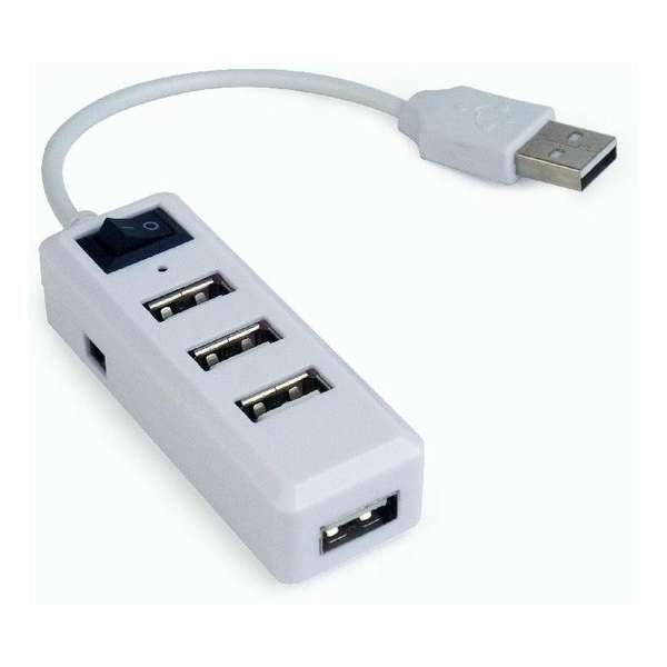 Gembird USB hub met 4 poorten en aan/uit schakelaar - USB2.0 - busgevoed / wit - 0,15 meter