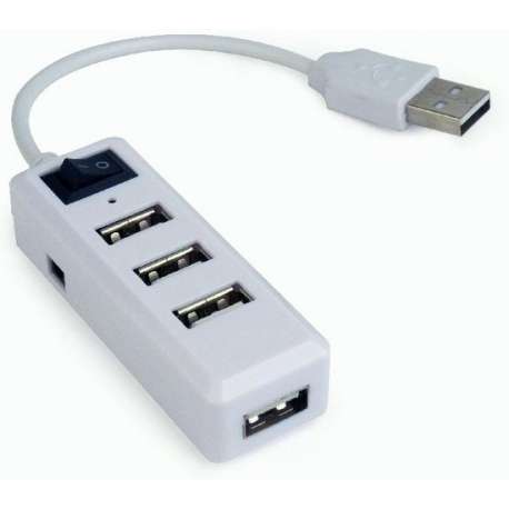 Gembird USB hub met 4 poorten en aan/uit schakelaar - USB2.0 - busgevoed / wit - 0,15 meter