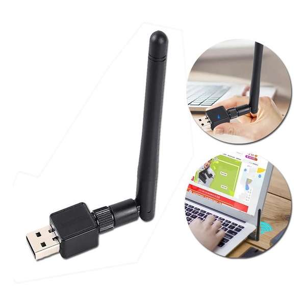 WiFi adapter | Wifi-adapter | USB | Draadloze internet adapter | Wifi antenne | 170Mbps | Zwart