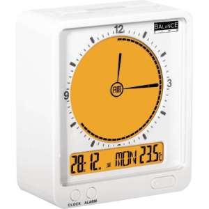 Radio-Controlled Alarm Clock Digital White/Orange