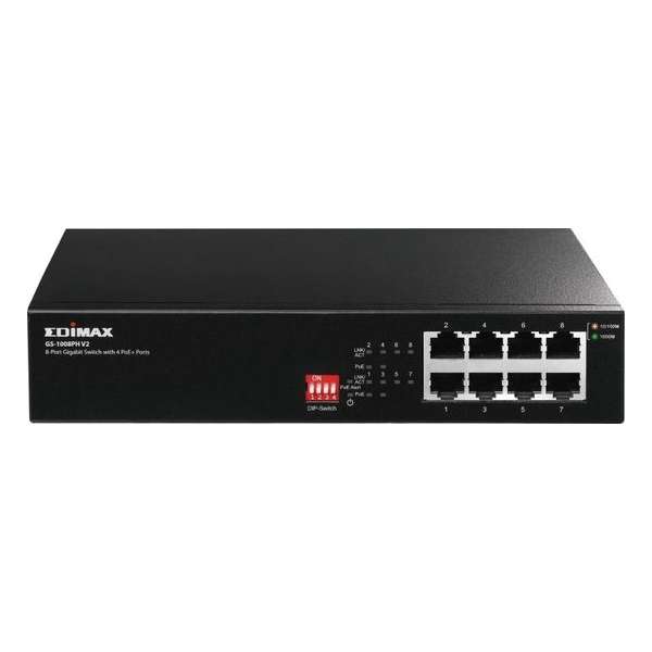 Edimax GS-1008PH V2 netwerk-switch Gigabit Ethernet (10/100/1000) Zwart Power over Ethernet (PoE)