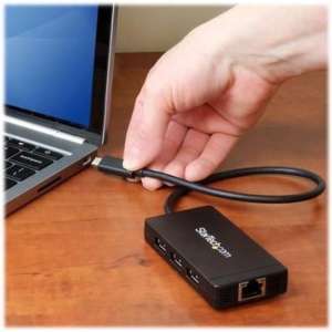 StarTech.com 3 Poorts USB 3.0 Hub met Gigabit Ethernet USB-C inclusief voedingsadapter