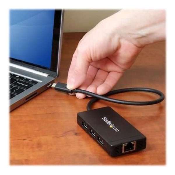 StarTech.com 3 Poorts USB 3.0 Hub met Gigabit Ethernet USB-C inclusief voedingsadapter
