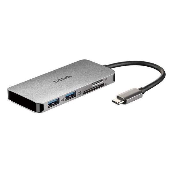 D-Link DUB-M610 notebook dock & poortreplicator Bedraad USB 3.2 Gen 1 (3.1 Gen 1) Type-C Aluminium, Zwart