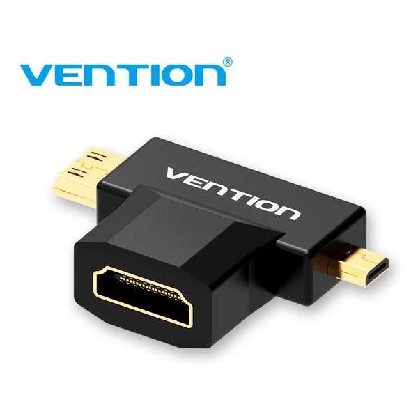 Vention Mini HDMI (C) + Micro HDMI (D) naar HDMI Vrouwelijk (A) - Full HD 1080P, 3D & 60Hz