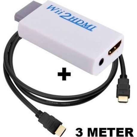 Wii naar HDMI converter / omvormer / adapter + HDMI kabel 3 meter