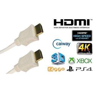 Blueqon - HDMI Kabel - 3 meter - Wit - High Speed (TV - PC - Laptop - Beamer - PS3 - PS4 - Xbox)