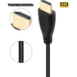 DrPhone Hi-Speed® HDMI naar HDMI kabel - 4K ULTRA HD - 3 Meter - 1.4 - 2.0 - Goud verguld - Zwart