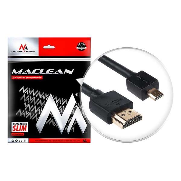 HDMI-microHDMI ULTRA SLIM v1.4 2 m kabel Maclean MCTV-722