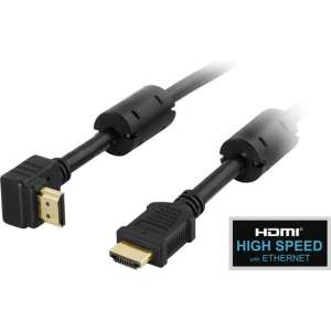 DELTACO HDMI-1015V High Speed HDMI kabel met Ethernet, 4K - Haakse aansluiting - 1,5 meter