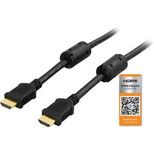 DELTACO HDMI-1010 Premium HDMI High Speed met Ethernet kabel - 4K 60Hz - Verguld - 1 meter