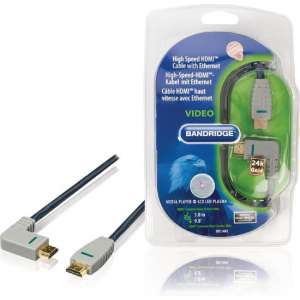 Bandridge HDMI 1.4 High Speed with Ethernet kabel haaks naar rechts - 3 meter