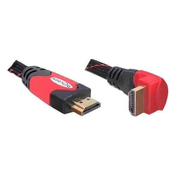Delock - 1.4 High Speed HDMI kabel - eenzijdig haaks - 3 m - Zwart/Rood