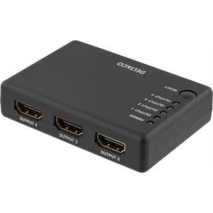 DELTACO PRIME HDMI-7005, 4 Poorts HDMI 1.4a splitter, met 3D, 4K en HDCP 1.3 ondersteuning