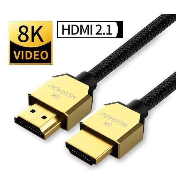 DrPhone MOSHOU Series HDMI naar HDMI 2.1 Kabel - 8K 60Hz - 4K 120Hz - 48Gbps - Ultra Hoge Snelheid - HDR 10 & eARC – 1 Meter