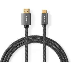 Nedis High Speed HDMI™-Kabel met Ethernet | HDMI™-Connector - HDMI™-Ministekker | Gun Metal Grey | Gevlochten Kabel | 2.0 m