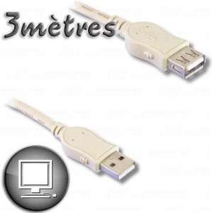 Verlengkabel USB 2.0 A mannelijk / A vrouwelijk 3m