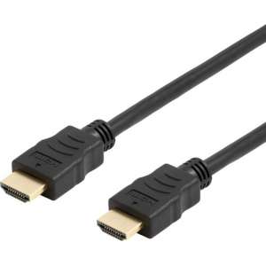 DELTACO HDMI-1010D-DO Flexibele HDMI-kabel, High Speed HDMI met Ethernet 4K, UltraHD bij 60 Hz, 1 m, Zwart