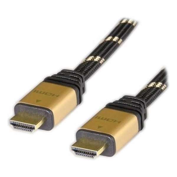 ADJ 300-00009 HDMI kabel [DMI / HDMI High speed M/M gouden connector Goud-zwart nylon 3m Blister]