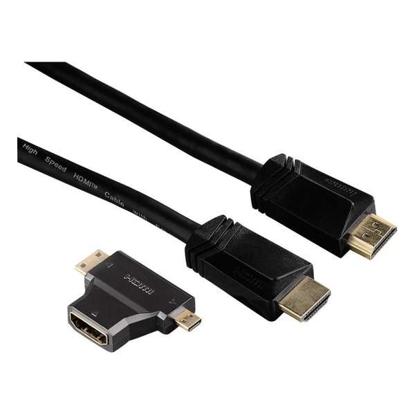 Hama HDMI Kabel 1.5m + 2-in-1 Adapter