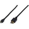 ASSMANN Electronic AK-330109-020-S HDMI kabel 2 m HDMI Type D (Micro) HDMI Type A (Standaard) Zwart