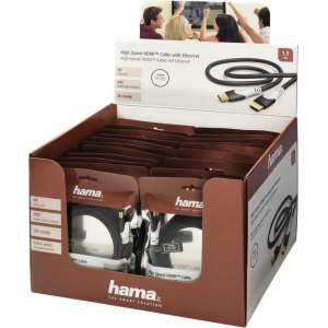 Hama High-speed HDMI™-kabel, st.-st., Ethernet, stof, verguld, zwart, 1,5 m
