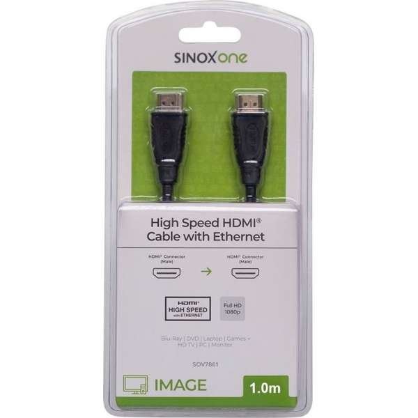 HDMI kabel high speed + ethernet 1 mtr.