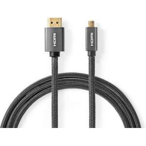 Nedis High Speed HDMI-kabel met Ethernet | HDMI™-Connector - HDMI™-Microconnector | Gun Metal Grey | Gevlochten Kabel | 2.0 m