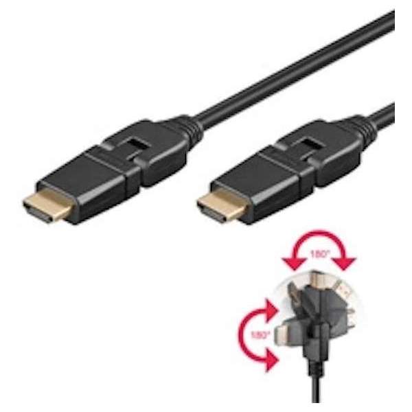 Goobay 2m HDMI G-360° HDMI kabel HDMI Type A (Standaard) Zwart