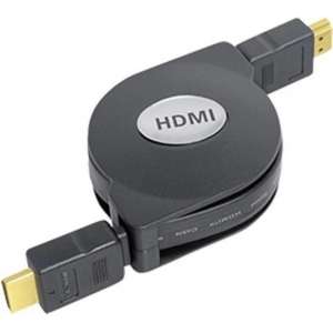 Transmedia Uittrekbare HDMI kabel - versie 1.4 (4K 30Hz) / zwart - 1 meter