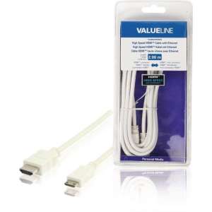 Valueline Vlmb34500w20 High Speed Hdmi-kabel met Ethernet Hdmi-connector - Hdmi Mini-connector 2,00 M Wit