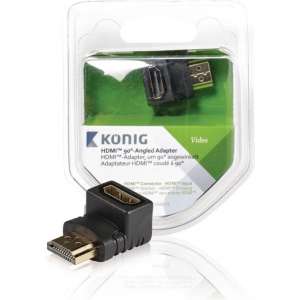 König KNV34901E High Speed Hdmi Met Ethernet Adapter 90° Haaks Hdmi-connector - Hdmi Female Antraciet