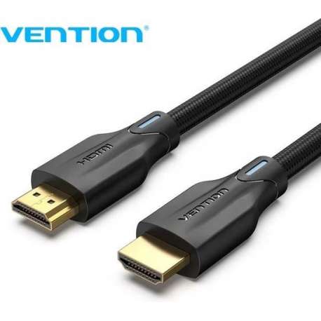 Vention HDMI 2.1 Kabel Premium (8K 60hz / 4K120hz / UHD / 48gbps / Ultra High Speed) 1,5 M - Katoen gevlochten - Zwart/blauw