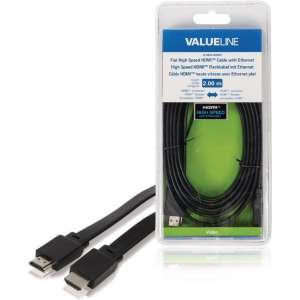 Valueline VLVB34100B20 Platte High Speed Hdmi-kabel met Ethernet Hdmi-connector - Hdmi-connector 2,00 M Zwart