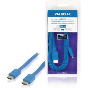Valueline Vlmb34010l20 Platte High Speed Hdmi Kabel met Ethernet Hdmi-connector - Hdmi-connector 2,00 M Blauw