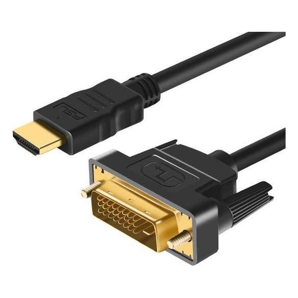 WiseGoods - Premium DVI Naar HDMI Kabel 1080P - 1M - Zwart