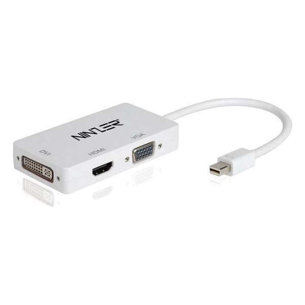 Ninzer® 3-in-1 Mini DisplayPort naar DVI, VGA en HDMI Adapter - Wit