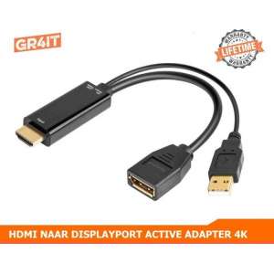 HDMI naar DisplayPort Adapter (4K @ 30Hz) - Actieve adapter