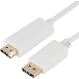 Displayport Male naar HDMI Male Adapter Kabel | 1.8M | Wit / White