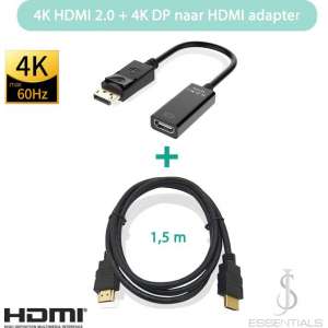 DisplayPort naar HDMI met HDMI kabel - 4K UHD - DisplayPort naar HDMI adapter 4K - HDMI kabel 4K UHD